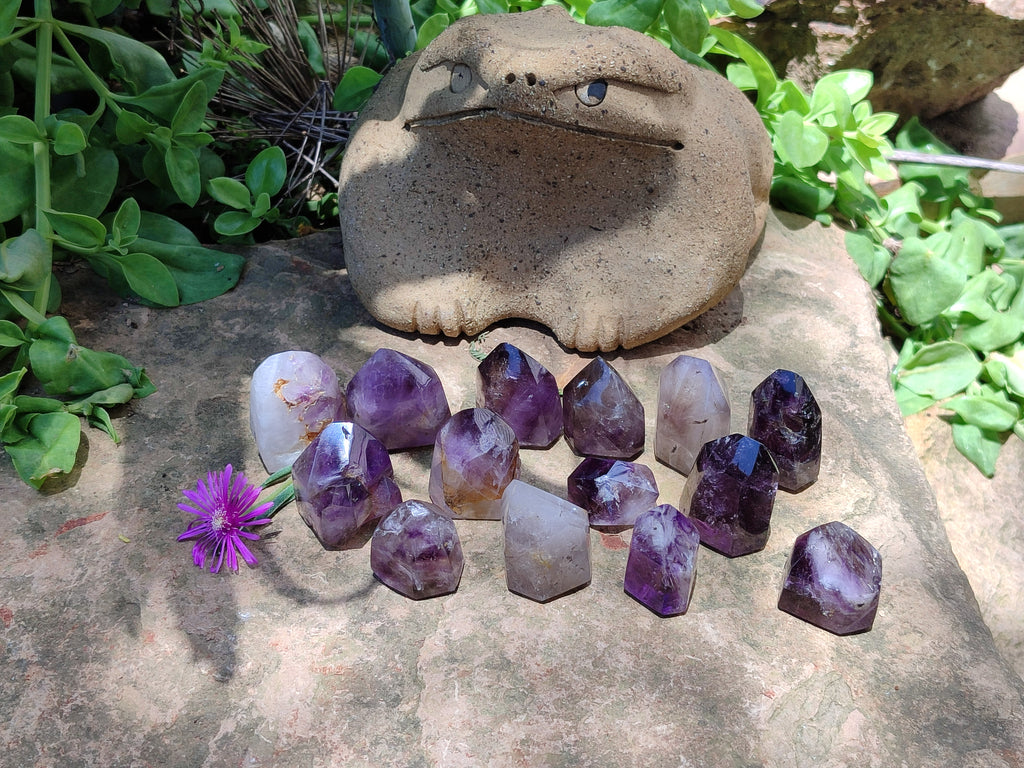Polished Smokey Amethyst Window Quartz Crystals x 16 From Akansobe, Madagascar - Toprock Gemstones and Minerals 