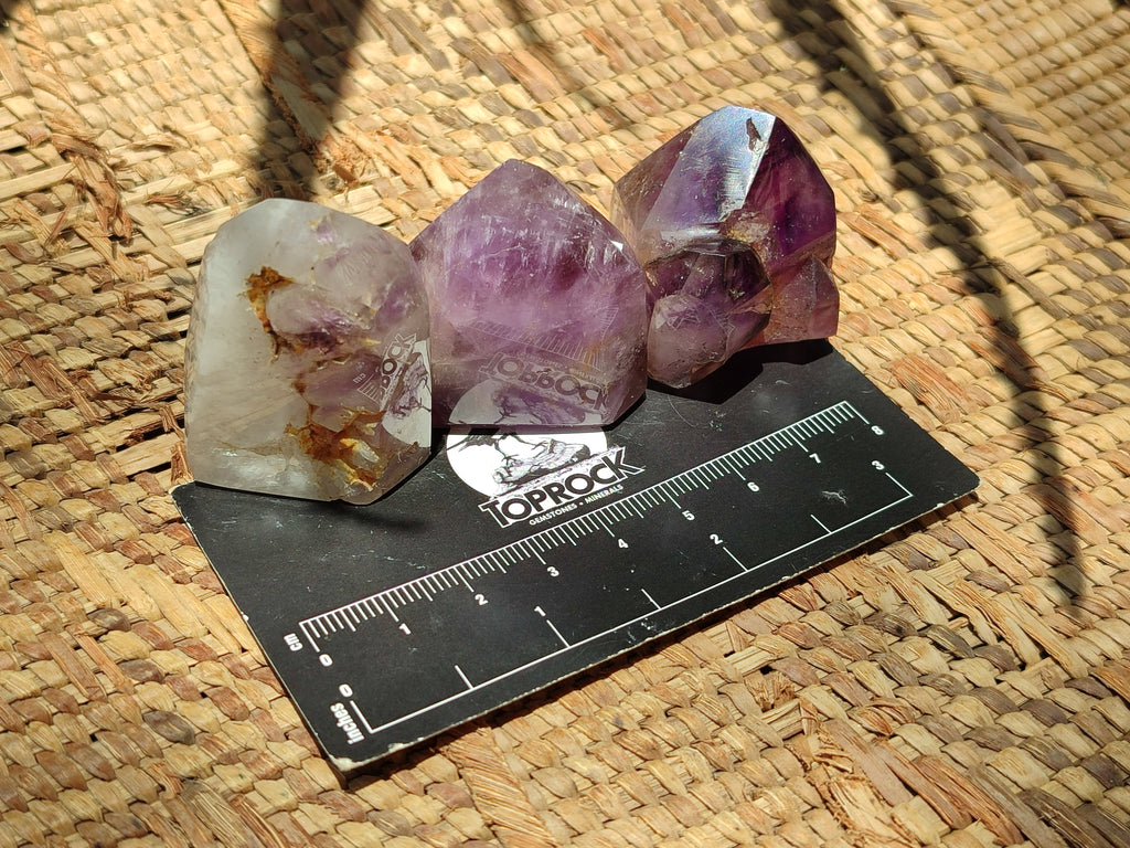 Polished Smokey Amethyst Window Quartz Crystals x 16 From Akansobe, Madagascar - Toprock Gemstones and Minerals 