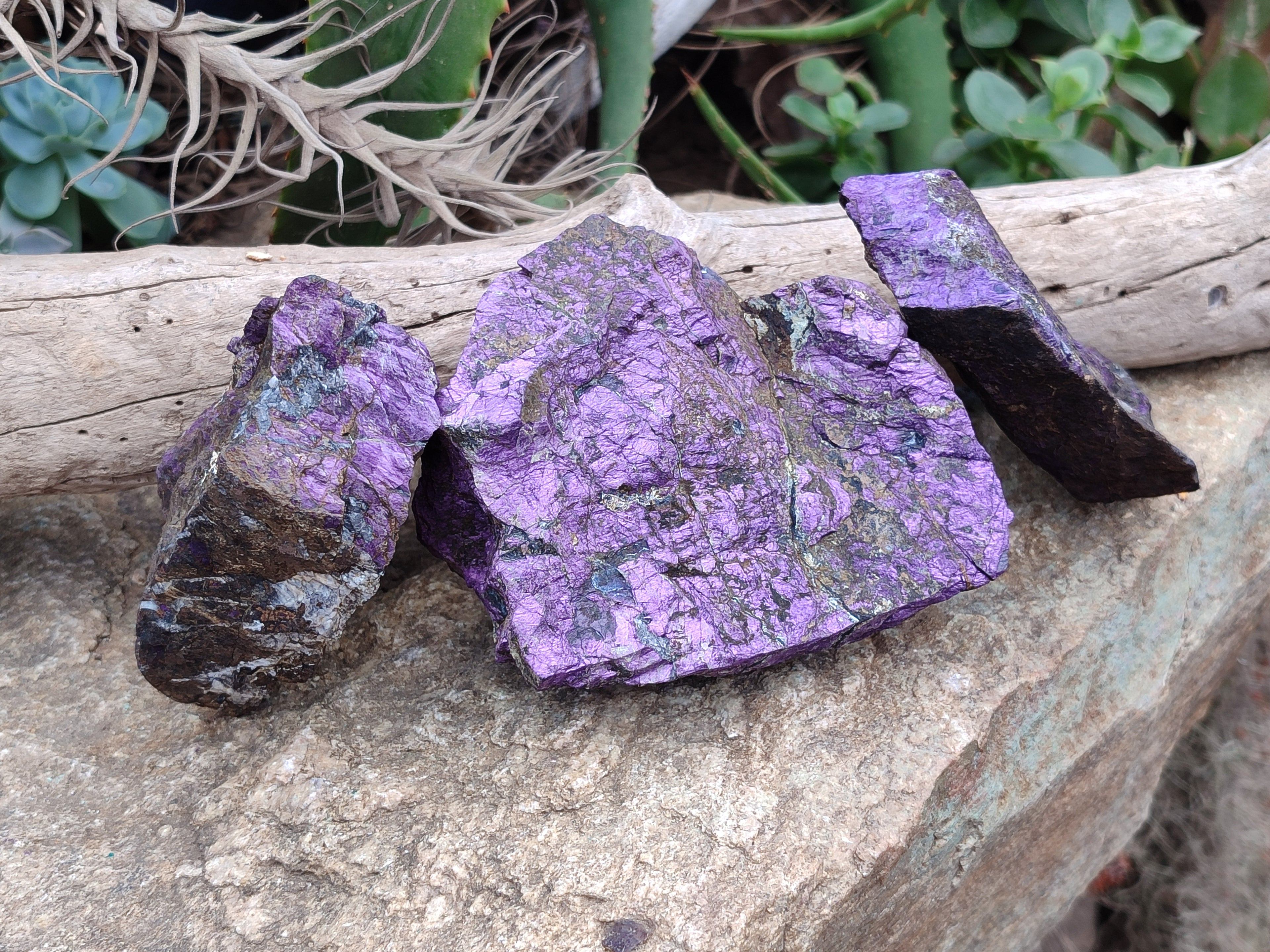 Natural Metallic Purpurite Cobbed Specimens x 3 From Erongo, Namibia - Toprock Gemstones and Minerals 