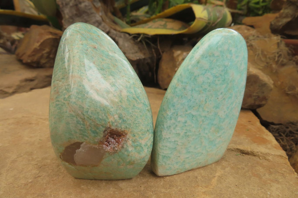 Polished Amazonite Standing Free Forms x 12 From Zimbabwe - Toprock Gemstones and Minerals 