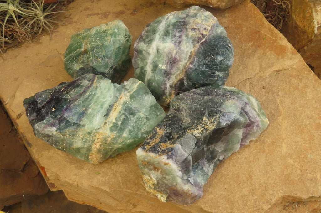 Natural Watermelon Fluorite Specimens x 4 From Uis, Namibia - Toprock Gemstones and Minerals 