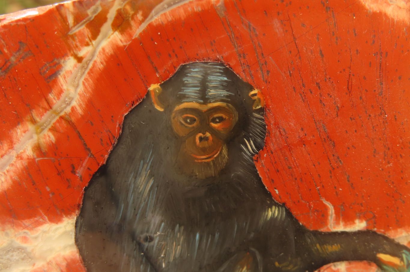 Hand Made Chimpanzee Decoupage on Brecciated Jasper Stone Slabs - Sold Per Item - From South Africa - Toprock Gemstones and Minerals 