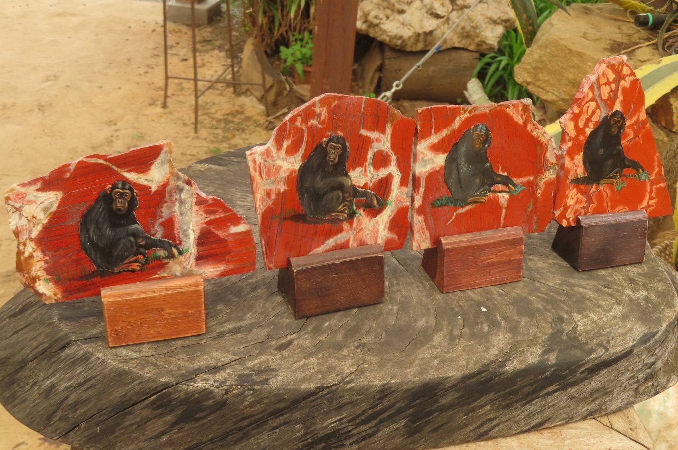 Hand Made Chimpanzee Decoupage on Brecciated Jasper Stone Slabs - Sold Per Item - From South Africa - Toprock Gemstones and Minerals 