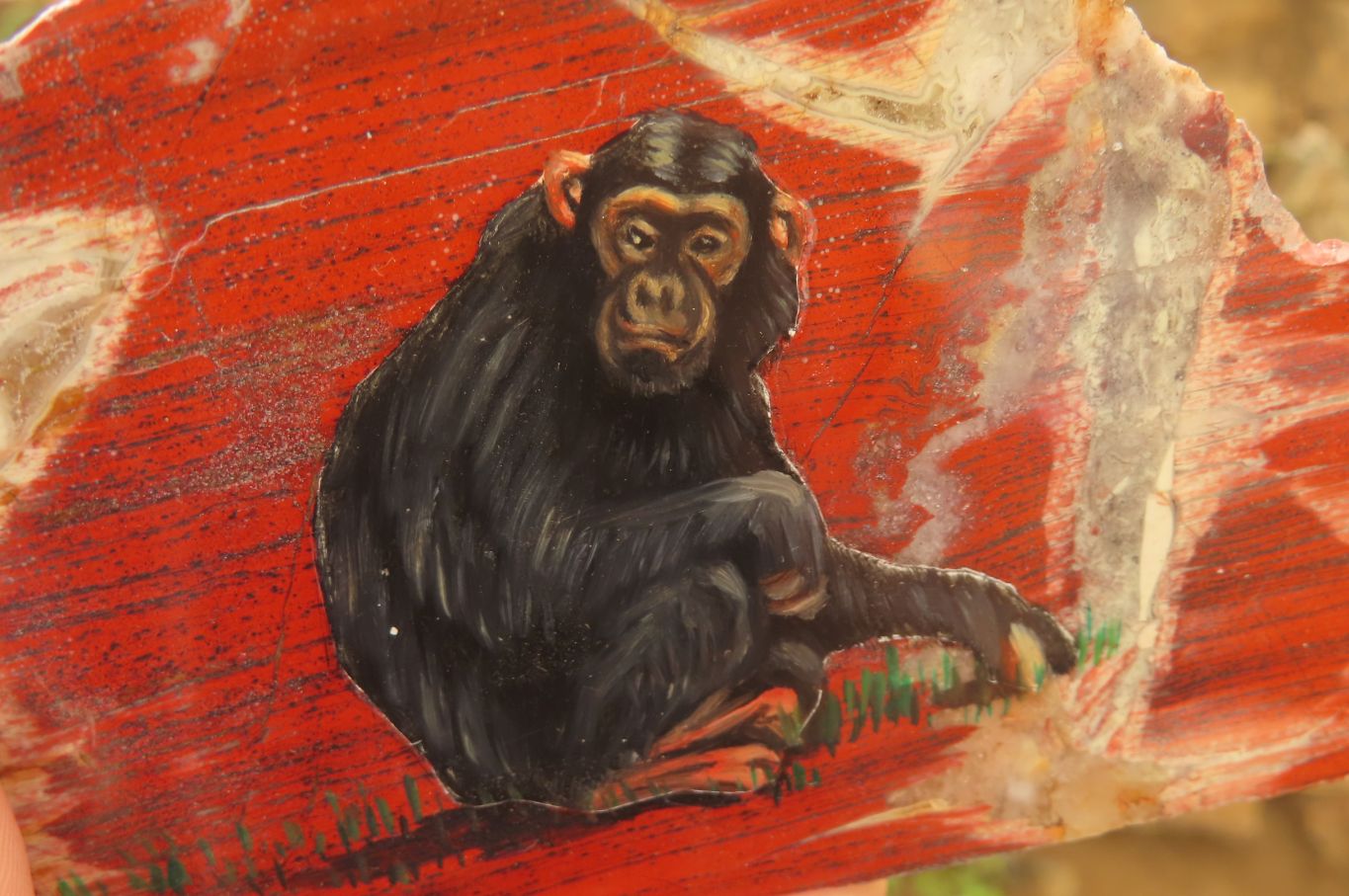 Hand Made Chimpanzee Decoupage on Brecciated Jasper Stone Slabs - Sold Per Item - From South Africa - Toprock Gemstones and Minerals 