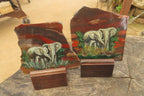 Hand Made Elephant Family Decoupage on Tiger Iron Jasper Stone Slabs - Sold Per Item - From South Africa - Toprock Gemstones and Minerals 