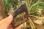Hand Made Elephant Family Decoupage on Tiger Iron Jasper Stone Slabs - Sold Per Item - From South Africa - Toprock Gemstones and Minerals 