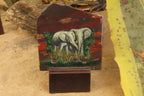 Hand Made Elephant Family Decoupage on Tiger Iron Jasper Stone Slabs - Sold Per Item - From South Africa - Toprock Gemstones and Minerals 
