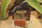 Hand Made Elephant Family Decoupage on Tiger Iron Jasper Stone Slabs - Sold Per Item - From South Africa - Toprock Gemstones and Minerals 