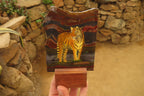 Hand Made Tigers Decoupage on Banded Tiger Iron Jasper Stone Slabs - Sold Per Item - From South Africa - Toprock Gemstones and Minerals 