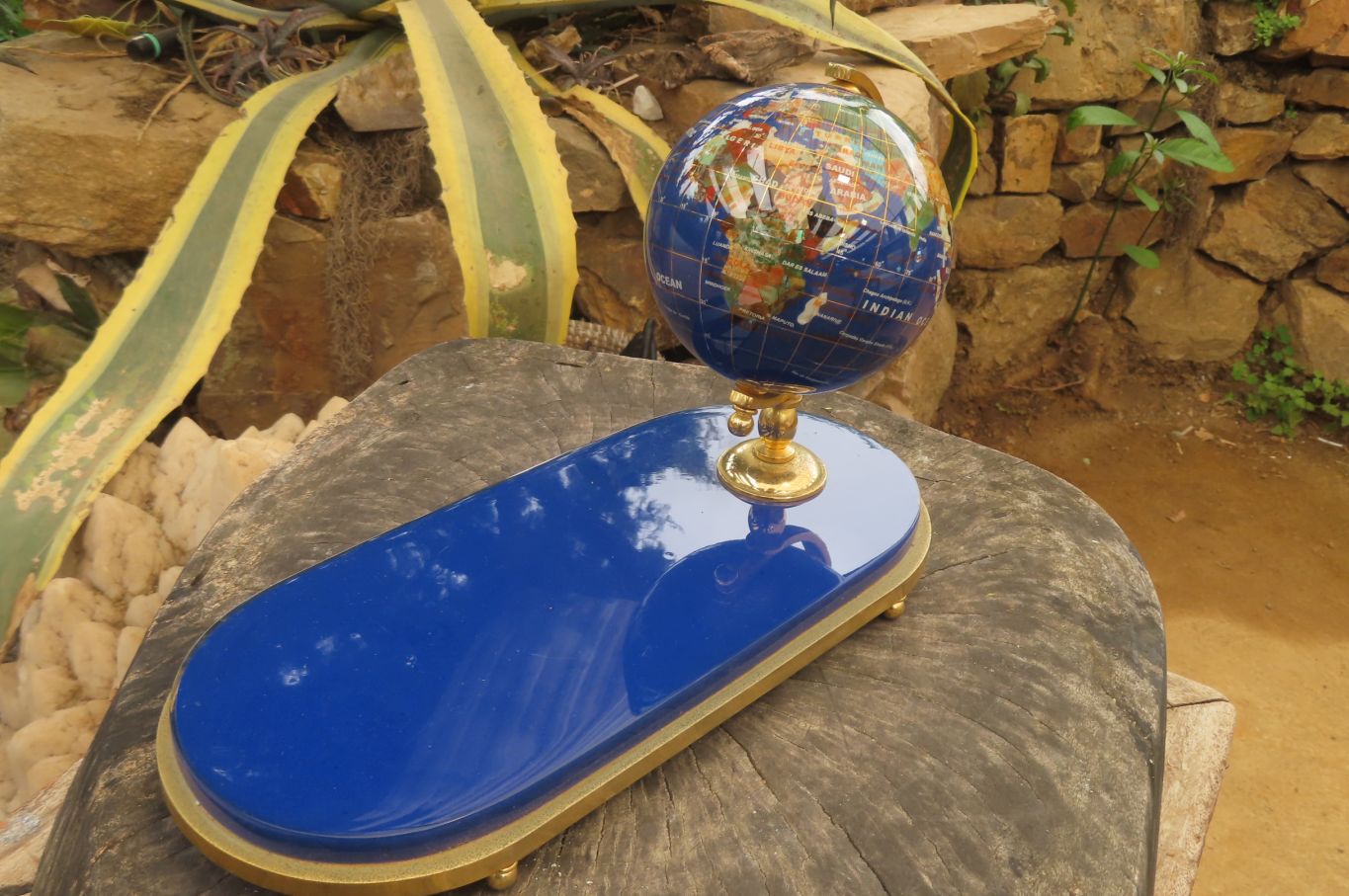 Hand Made Mixed Gemstone World Globe x 1 From China - Toprock Gemstones and Minerals 