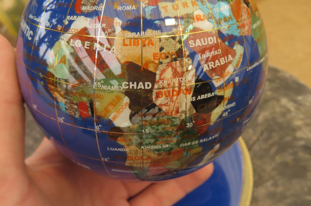 Hand Made Mixed Gemstone World Globe x 1 From China - Toprock Gemstones and Minerals 