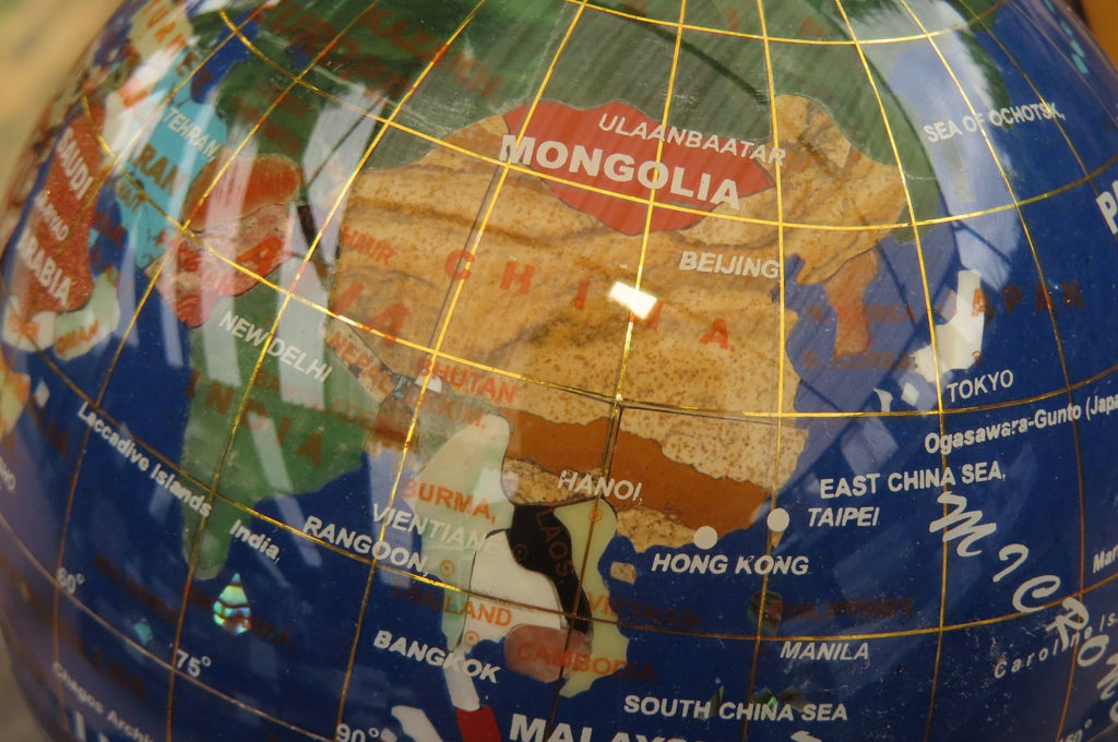 Hand Made Mixed Gemstone World Globe x 1 From China - Toprock Gemstones and Minerals 