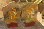 Hand Made Tiger Decoupage on Polychrome Jasper Stone Slabs - sold per item - From Madagascar - Toprock Gemstones and Minerals 