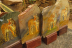 Hand Made Tiger Decoupage on Polychrome Jasper Stone Slabs - sold per item - From Madagascar - Toprock Gemstones and Minerals 