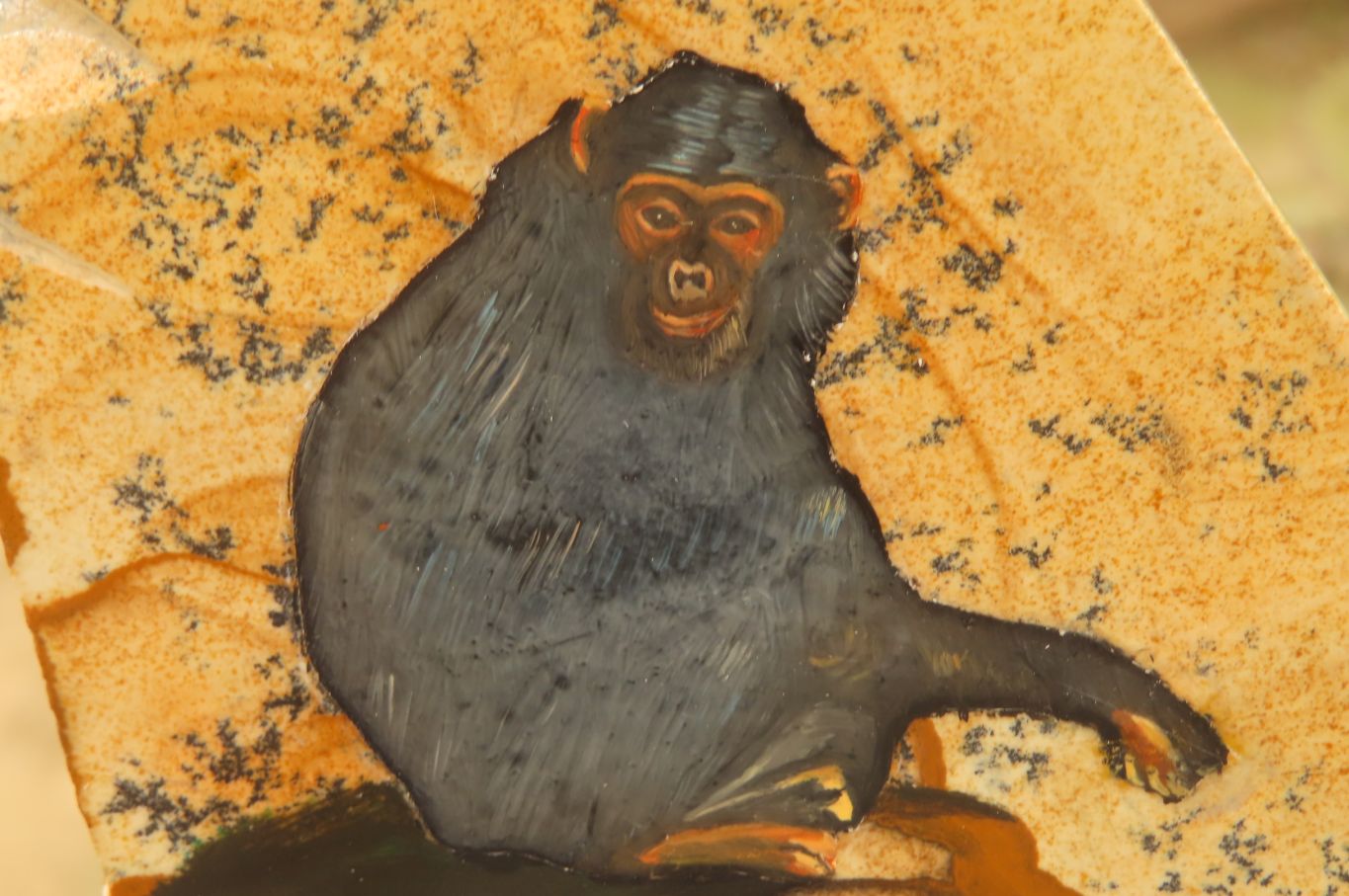 Hand Made Chimpanzee Decoupage on Picture Stone Jasper Stone Slabs - sold per item - From Namibia - Toprock Gemstones and Minerals 