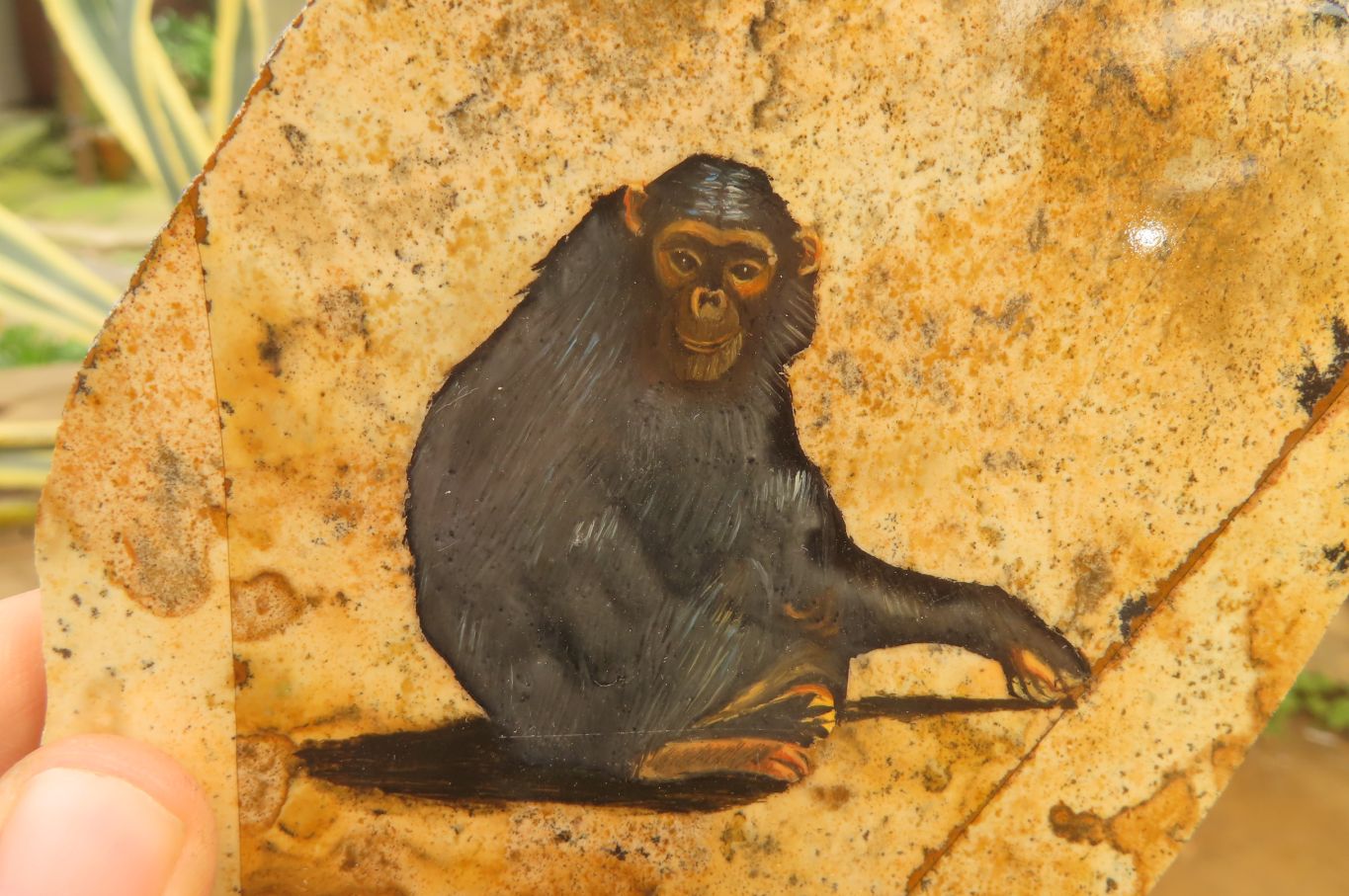 Hand Made Chimpanzee Decoupage on Picture Stone Jasper Stone Slabs - sold per item - From Namibia - Toprock Gemstones and Minerals 