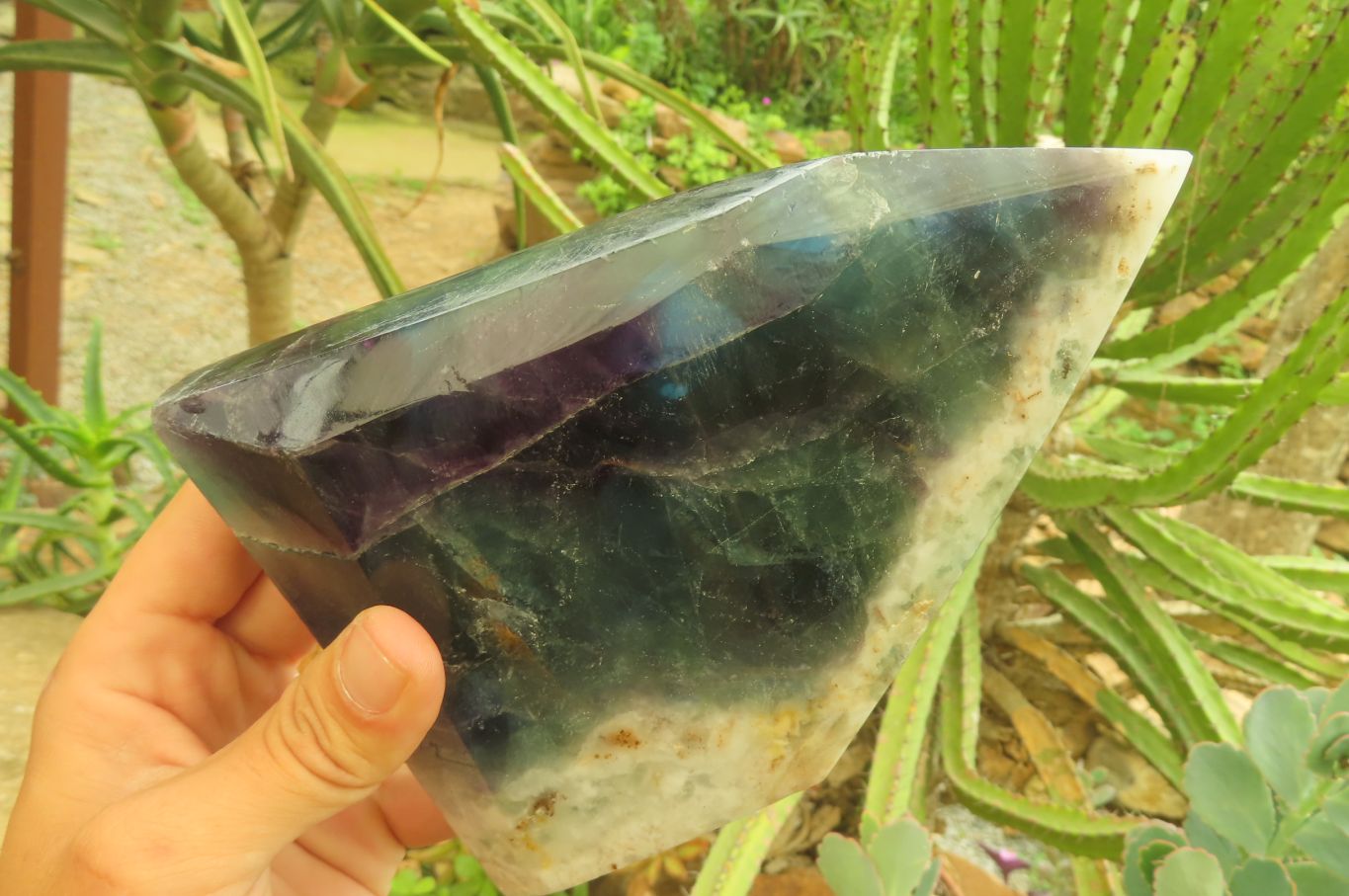 Polished Watermelon Fluorite Point x 1 From Namibia - Toprock Gemstones and Minerals 