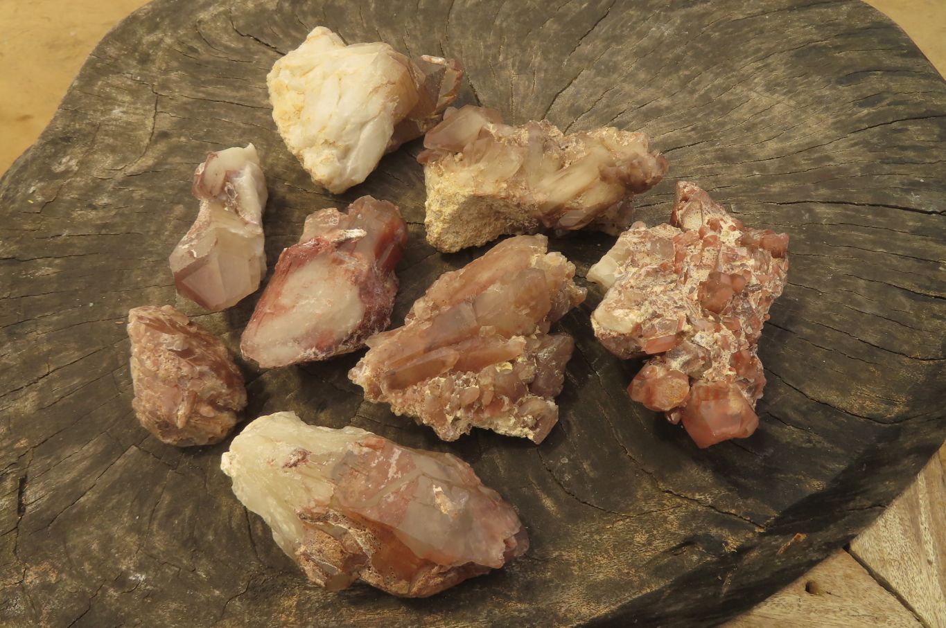 Natural Red Hematoid Quartz Clusters x 8 From Karoi, Zimbabwe - Toprock Gemstones and Minerals 