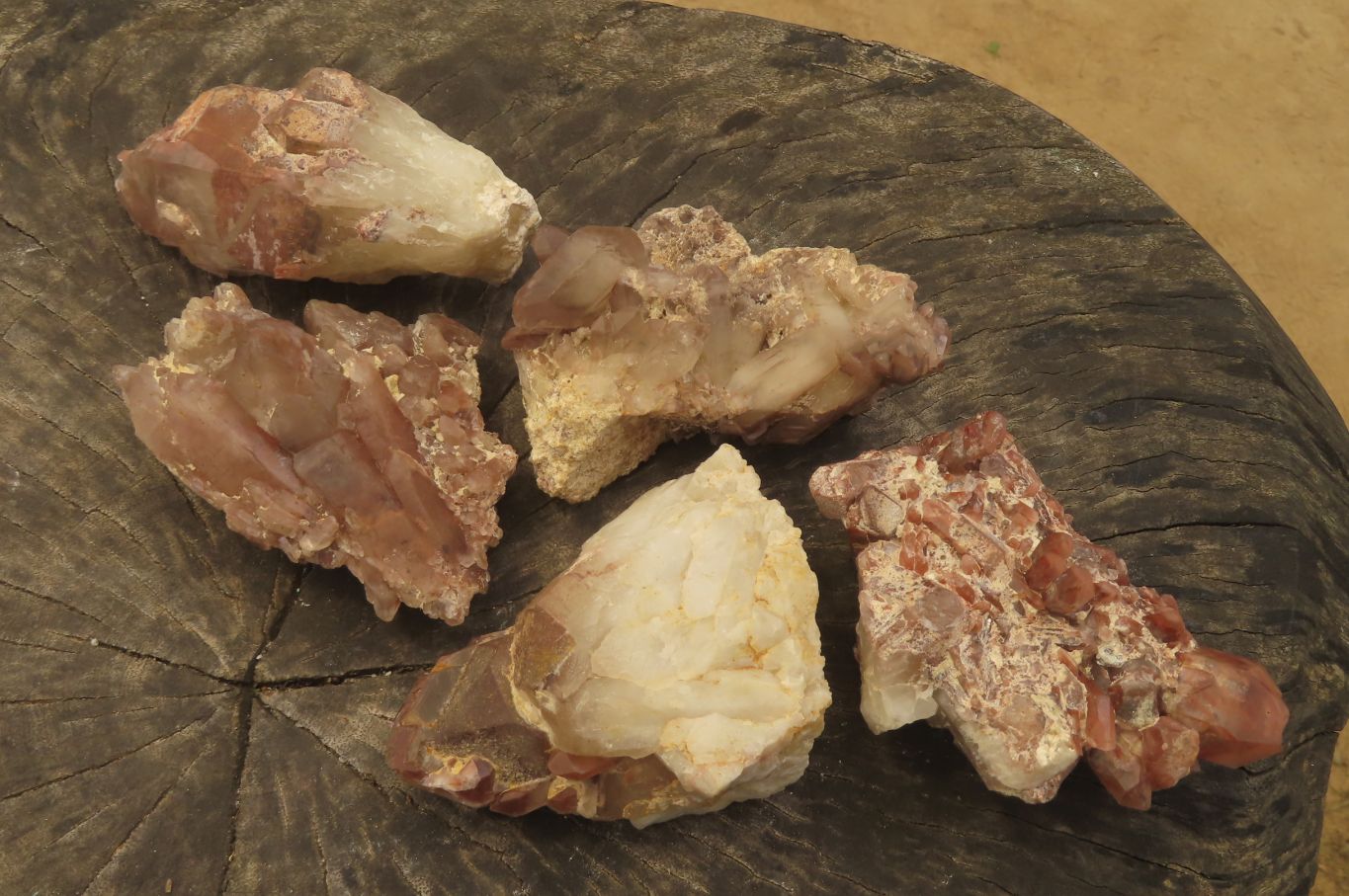 Natural Red Hematoid Quartz Clusters x 8 From Karoi, Zimbabwe - Toprock Gemstones and Minerals 