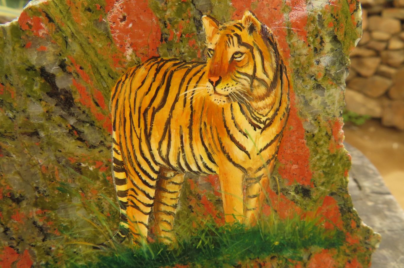 Hand Made Tiger Decoupage on Unakite Stone Slabs - sold per item - From Southern Africa - Toprock Gemstones and Minerals 