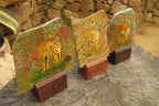 Hand Made Tiger Decoupage on Unakite Stone Slabs - sold per item - From Southern Africa - Toprock Gemstones and Minerals 