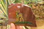 Hand Made African Kudu Buck Decoupage on Polychrome Jasper Stone Slabs - sold per item - From Madagascar - Toprock Gemstones and Minerals 