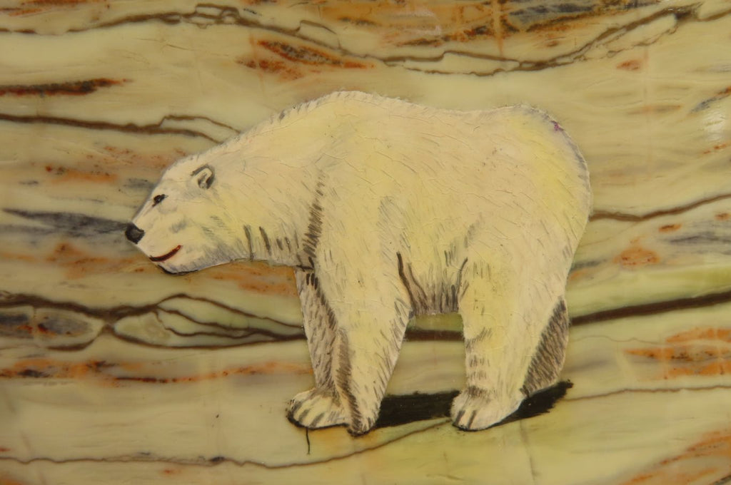 Hand Made Polar Bear Decoupage on Butter Jade Stone Slabs - sold per item - From South Africa - Toprock Gemstones and Minerals 