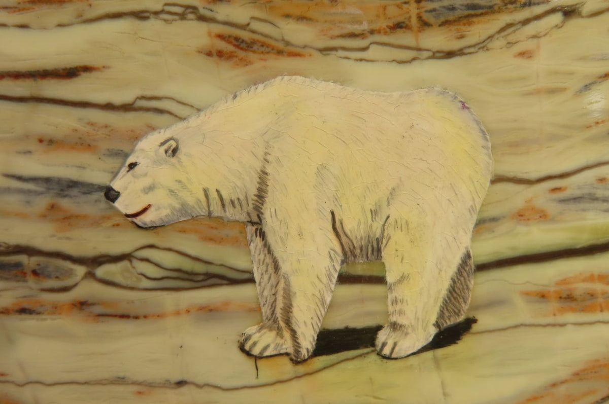 Hand Made Polar Bear Decoupage on Butter Jade Stone Slabs - sold per item - From South Africa - Toprock Gemstones and Minerals 