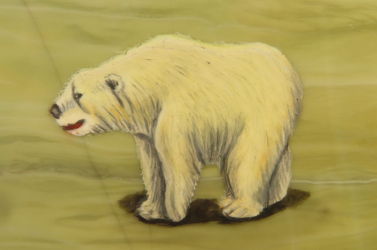 Hand Made Polar Bear Decoupage on Butter Jade Stone Slabs - sold per item - From South Africa - Toprock Gemstones and Minerals 