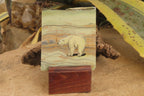 Hand Made Polar Bear Decoupage on Butter Jade Stone Slabs - sold per item - From South Africa - Toprock Gemstones and Minerals 