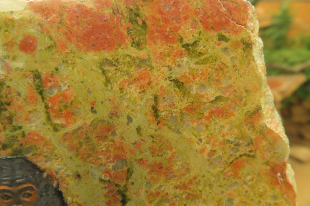 Hand Made Chimpanzee Decoupage on Unakite Stone Slabs - sold per item - From Southern Africa - Toprock Gemstones and Minerals 