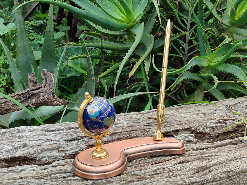 Hand Made Small Gems of The World Globe Desk Set - Sold per Item - From China - Toprock Gemstones and Minerals 