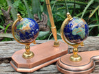Hand Made Small Gems of The World Globe Desk Set - Sold per Item - From China - Toprock Gemstones and Minerals 