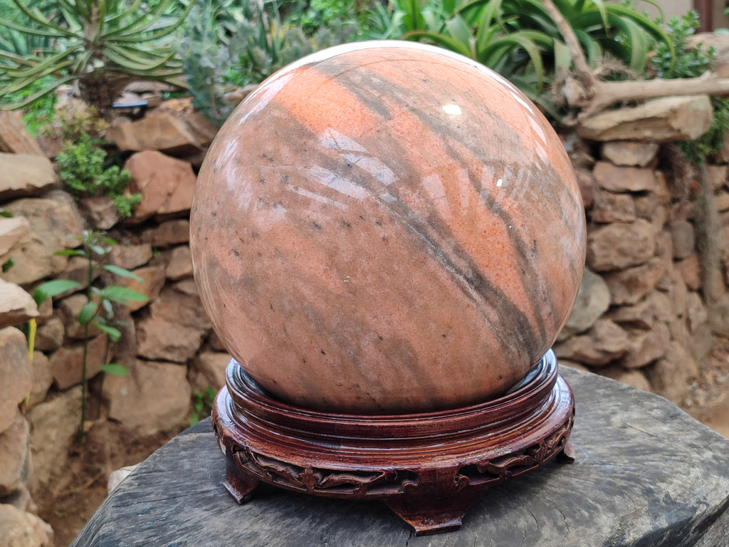 Polished Orange Twist Calcite Sphere x 1 From Madagascar - Toprock Gemstones and Minerals 