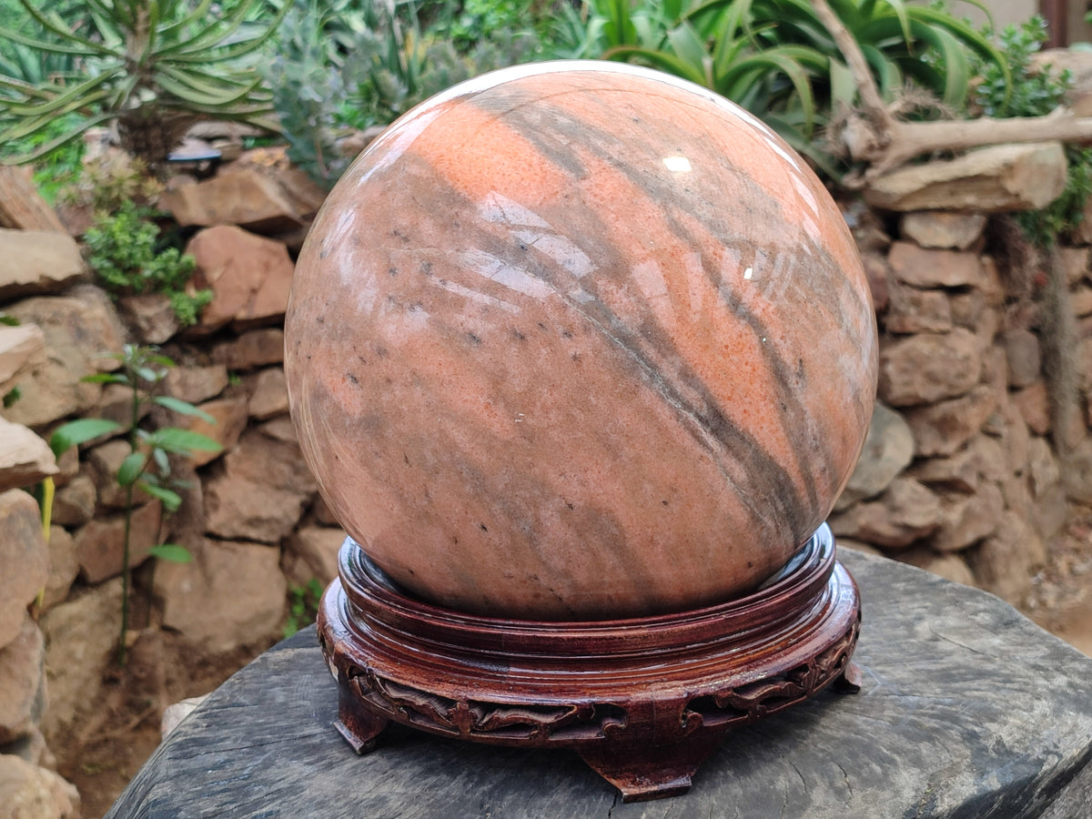Polished Orange Twist Calcite Sphere x 1 From Madagascar - Toprock Gemstones and Minerals 