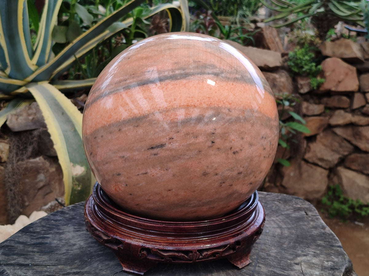 Polished Orange Twist Calcite Sphere x 1 From Madagascar - Toprock Gemstones and Minerals 