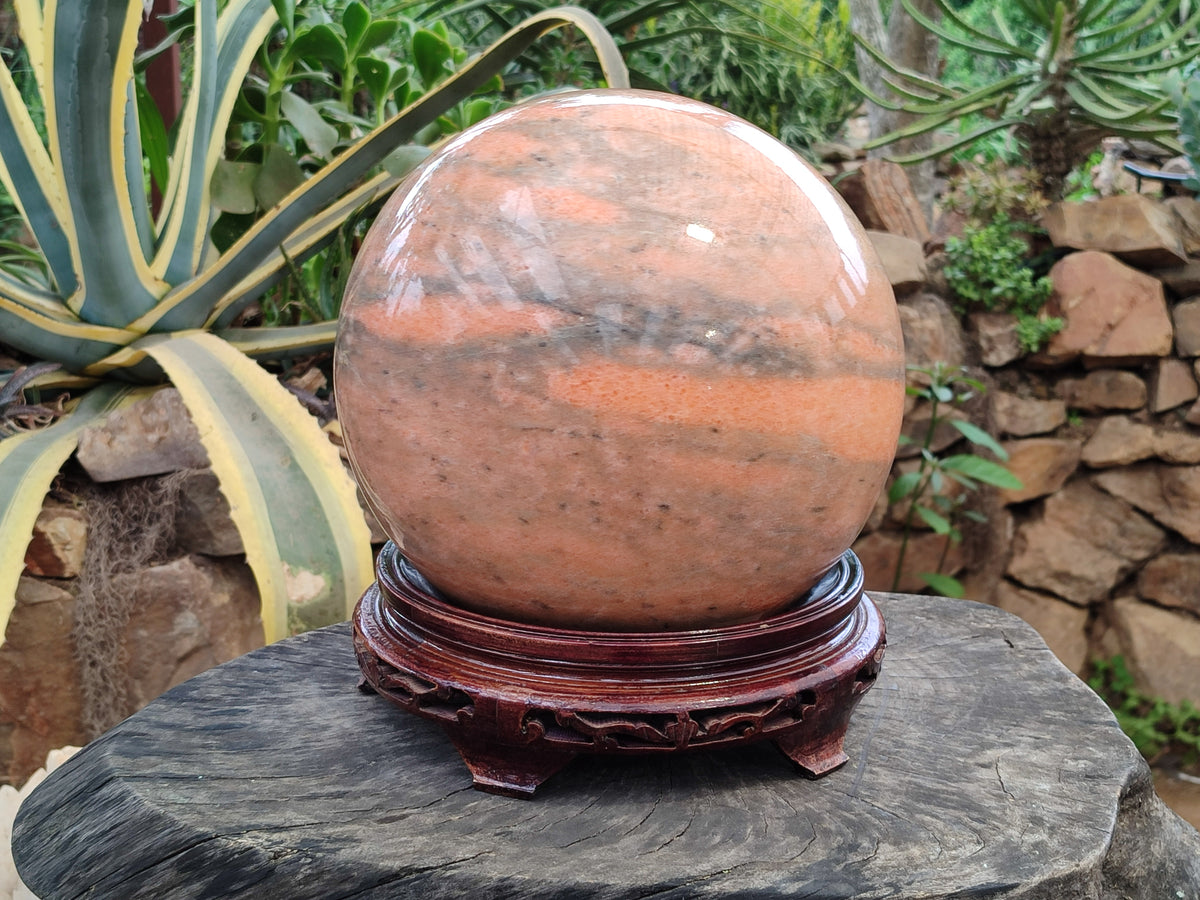Polished Orange Twist Calcite Sphere x 1 From Madagascar - Toprock Gemstones and Minerals 