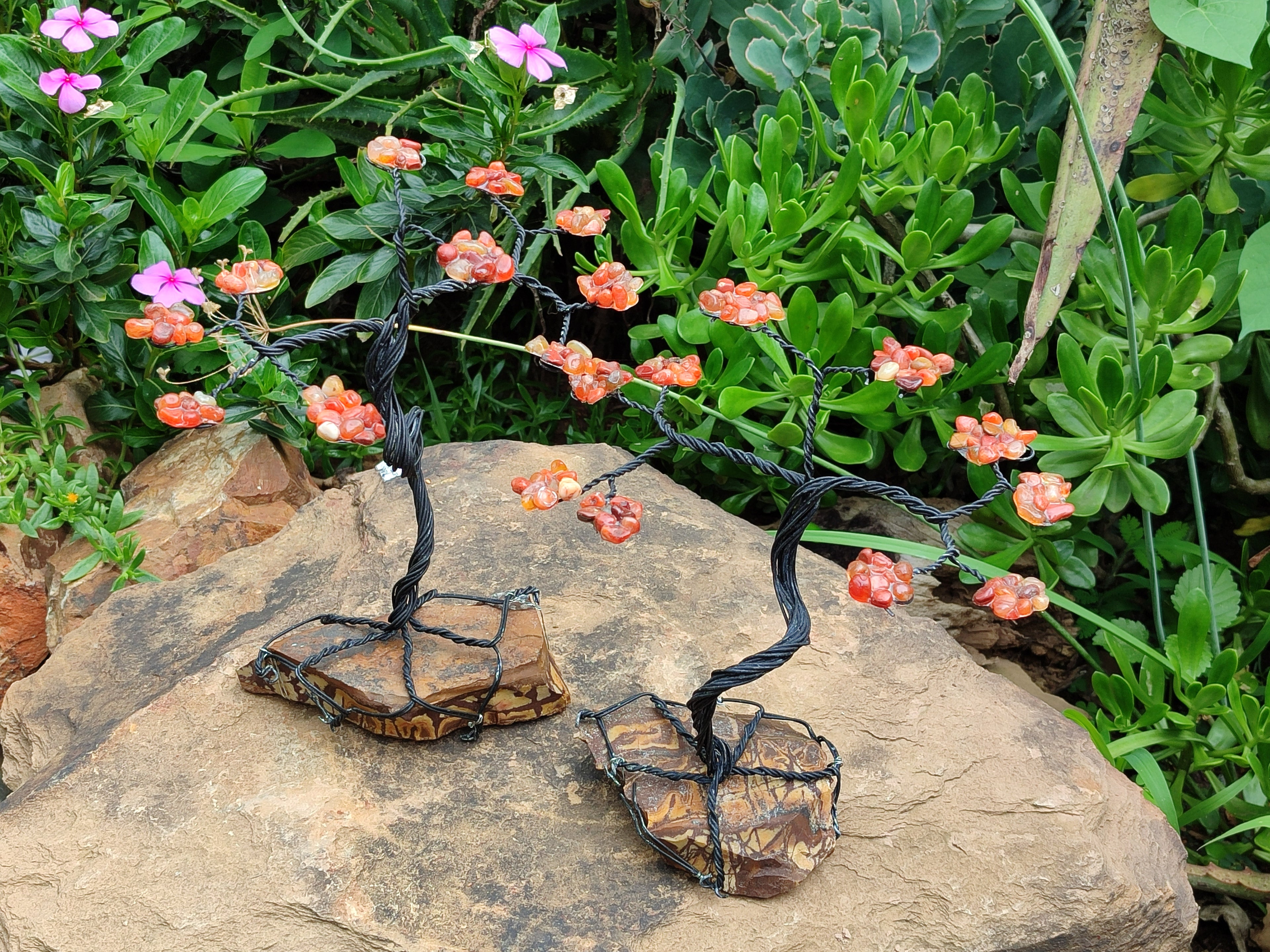 Hand Made Carnelian Wire Wrap Tree - Sold per Item - From KwaZulu Natal, South Africa - Toprock Gemstones and Minerals 