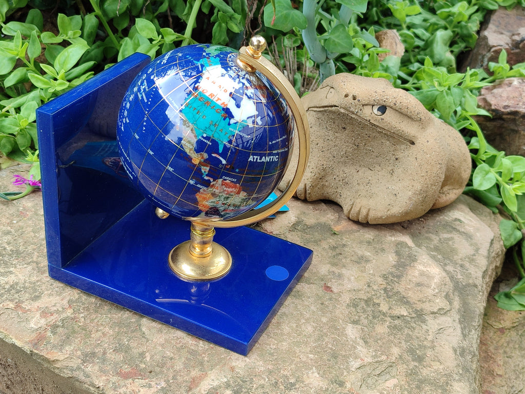 Hand Made Mixed Gemstone World Globe Bookends - sold per item -  From China - Toprock Gemstones and Minerals 
