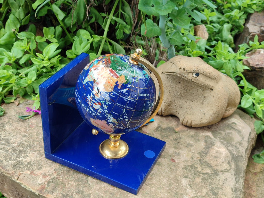 Hand Made Mixed Gemstone World Globe Bookends - sold per item -  From China - Toprock Gemstones and Minerals 