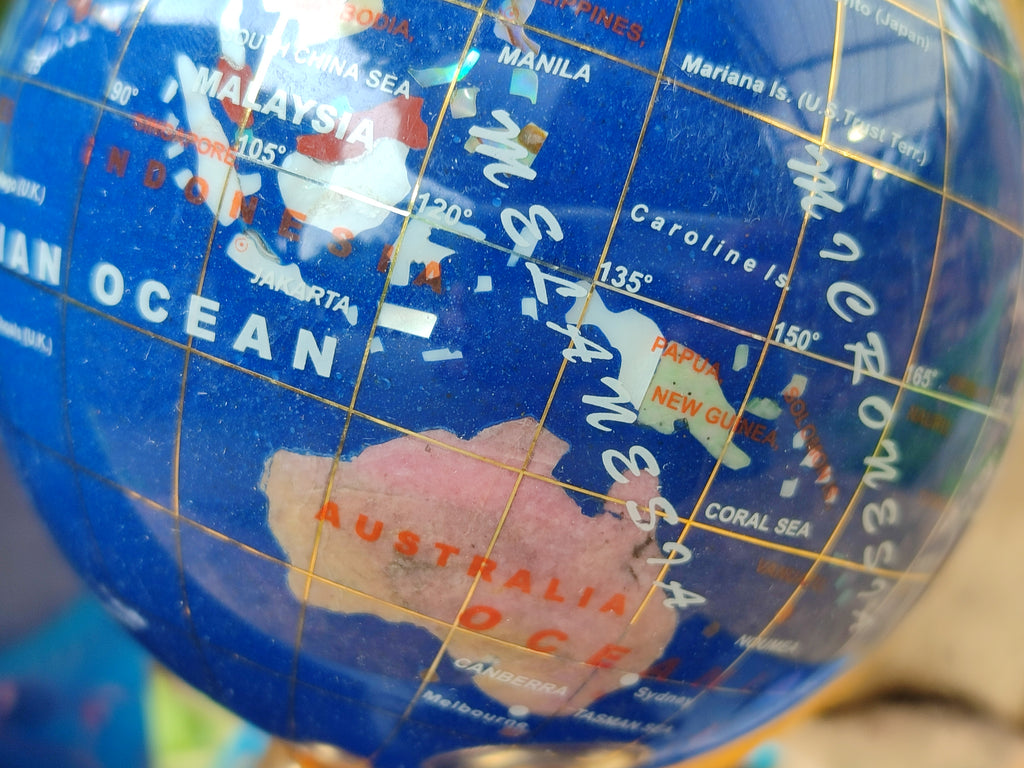 Hand Made Mixed Gemstone World Globe Bookends - sold per item -  From China - Toprock Gemstones and Minerals 