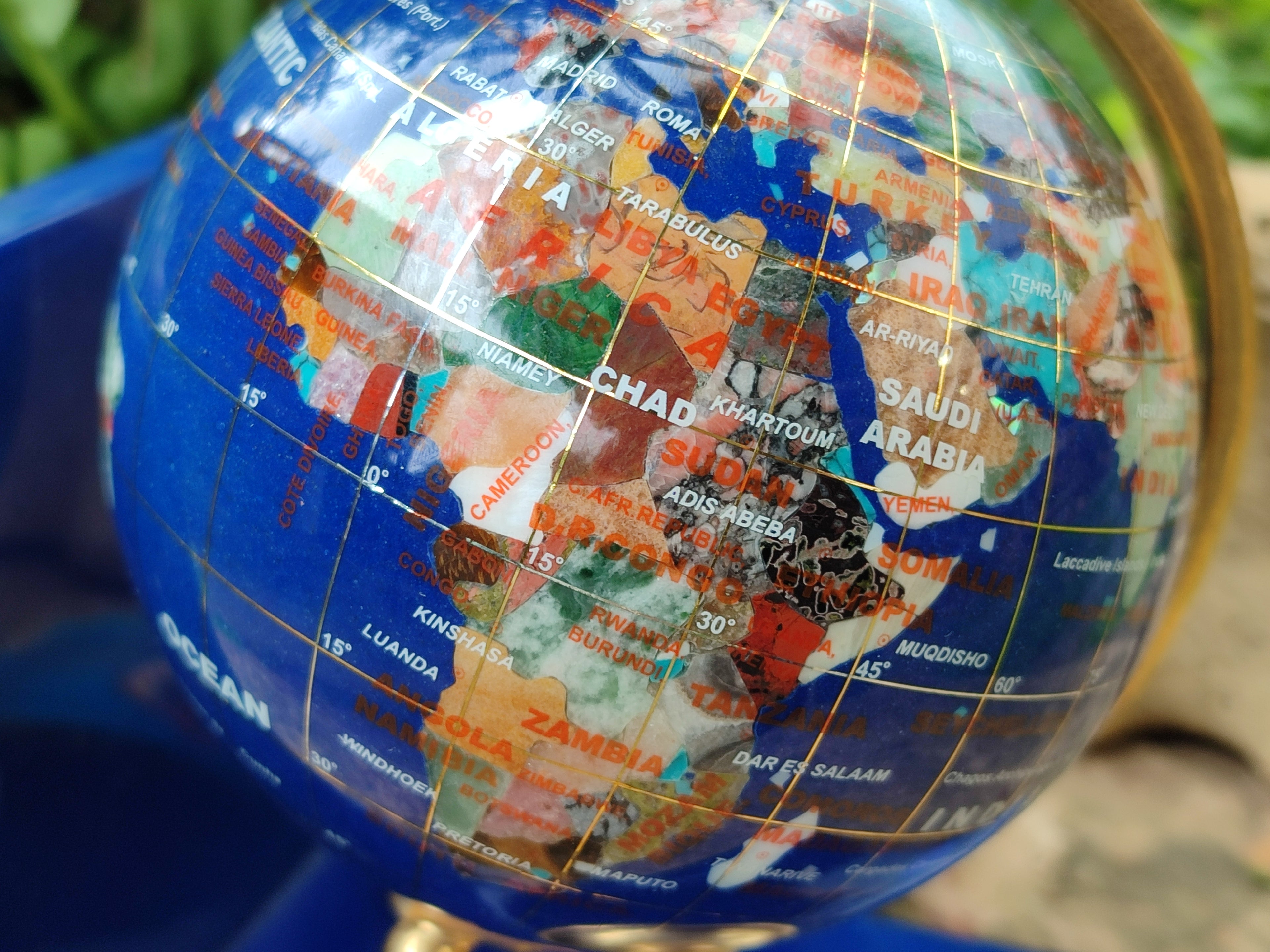 Hand Made Mixed Gemstone World Globe Bookends - sold per item -  From China - Toprock Gemstones and Minerals 