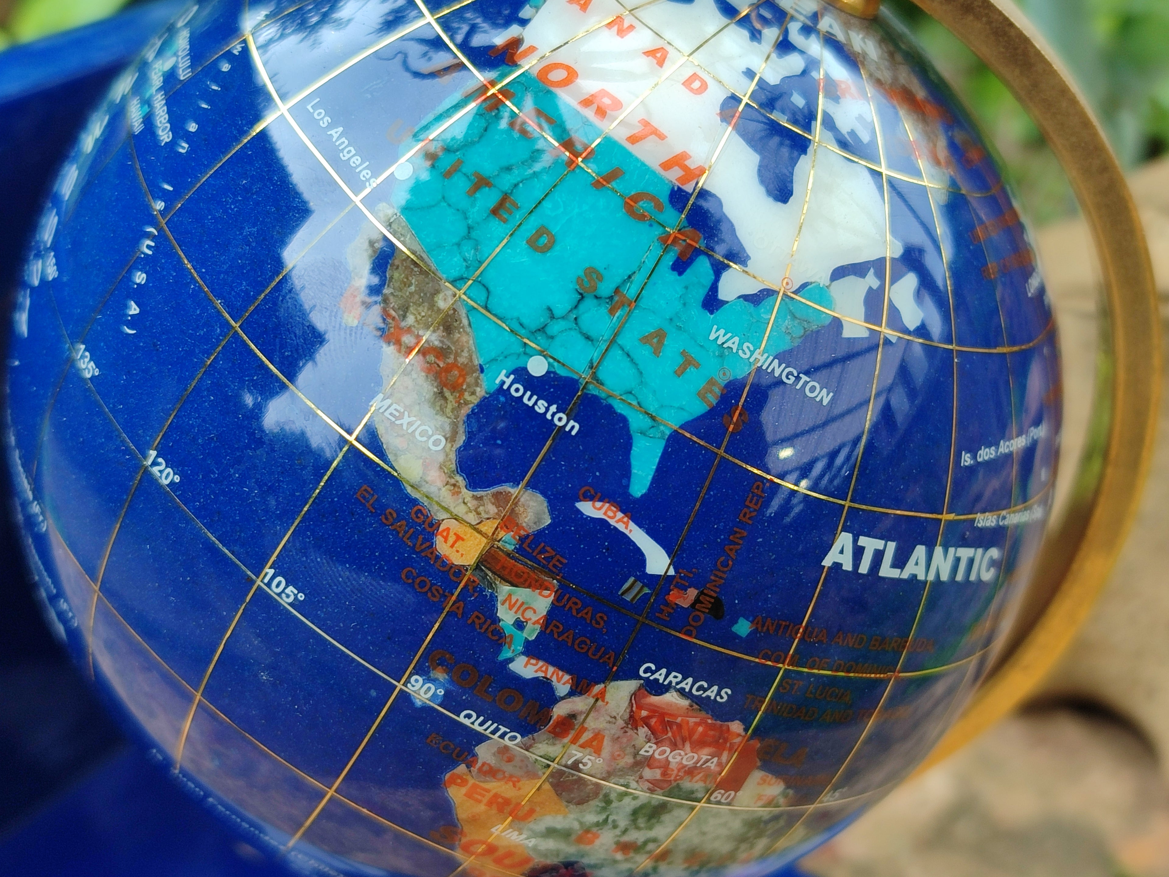 Hand Made Mixed Gemstone World Globe Bookends - sold per item -  From China - Toprock Gemstones and Minerals 