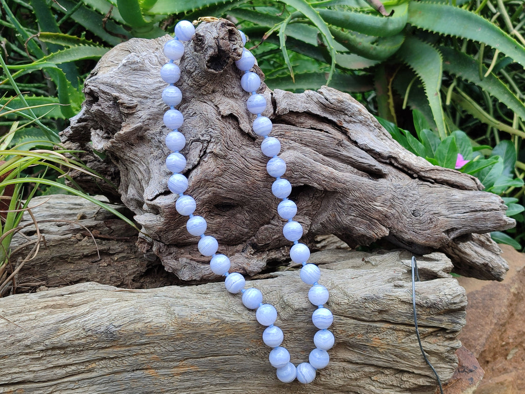 Polished Namibian Blue Lace Agate Ball Shaped Bead Necklace - Sold per Item- From Namibia - Toprock Gemstones and Minerals 