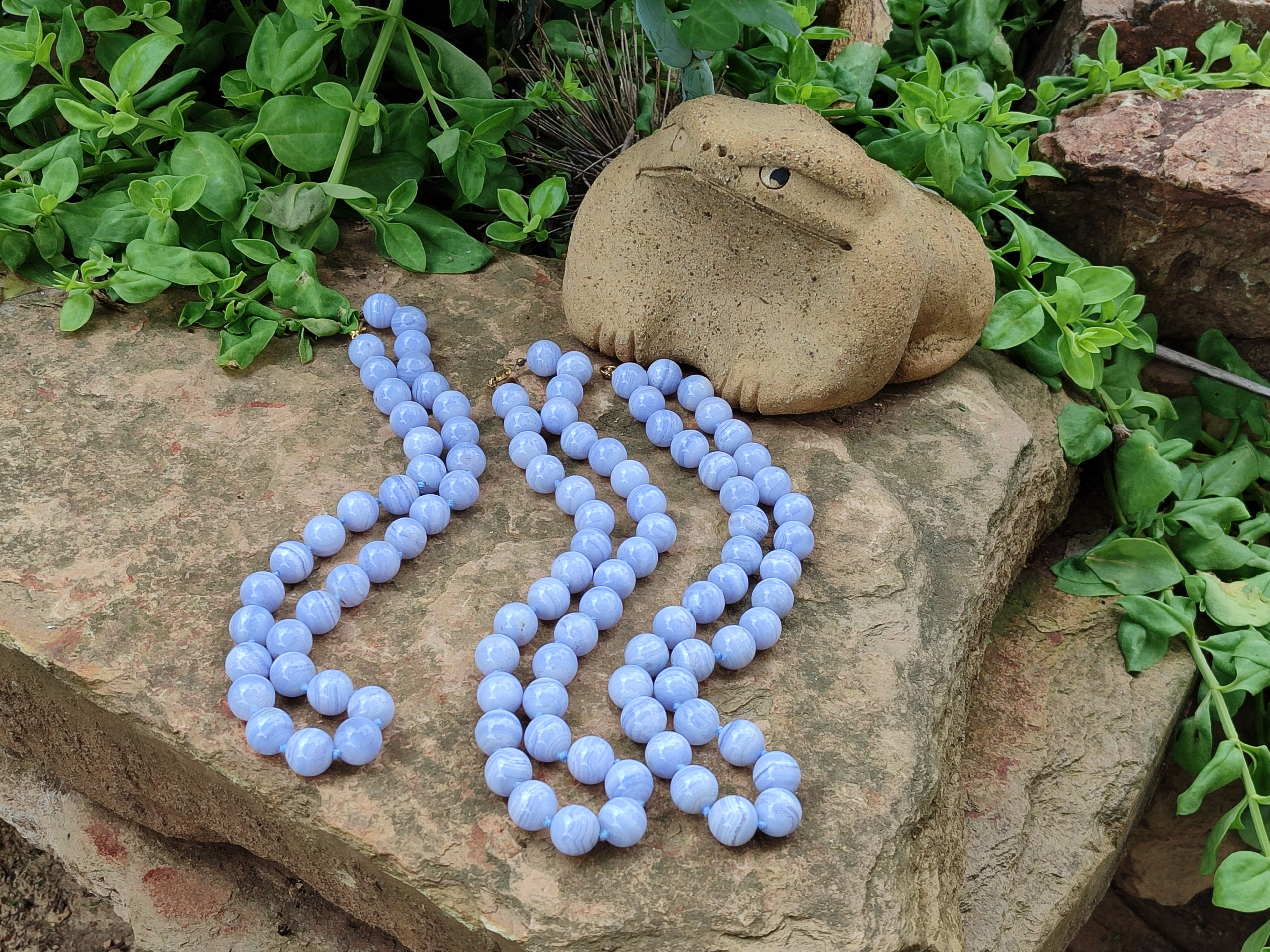 Polished Namibian Blue Lace Agate Ball Shaped Bead Necklace - Sold per Item- From Namibia - Toprock Gemstones and Minerals 