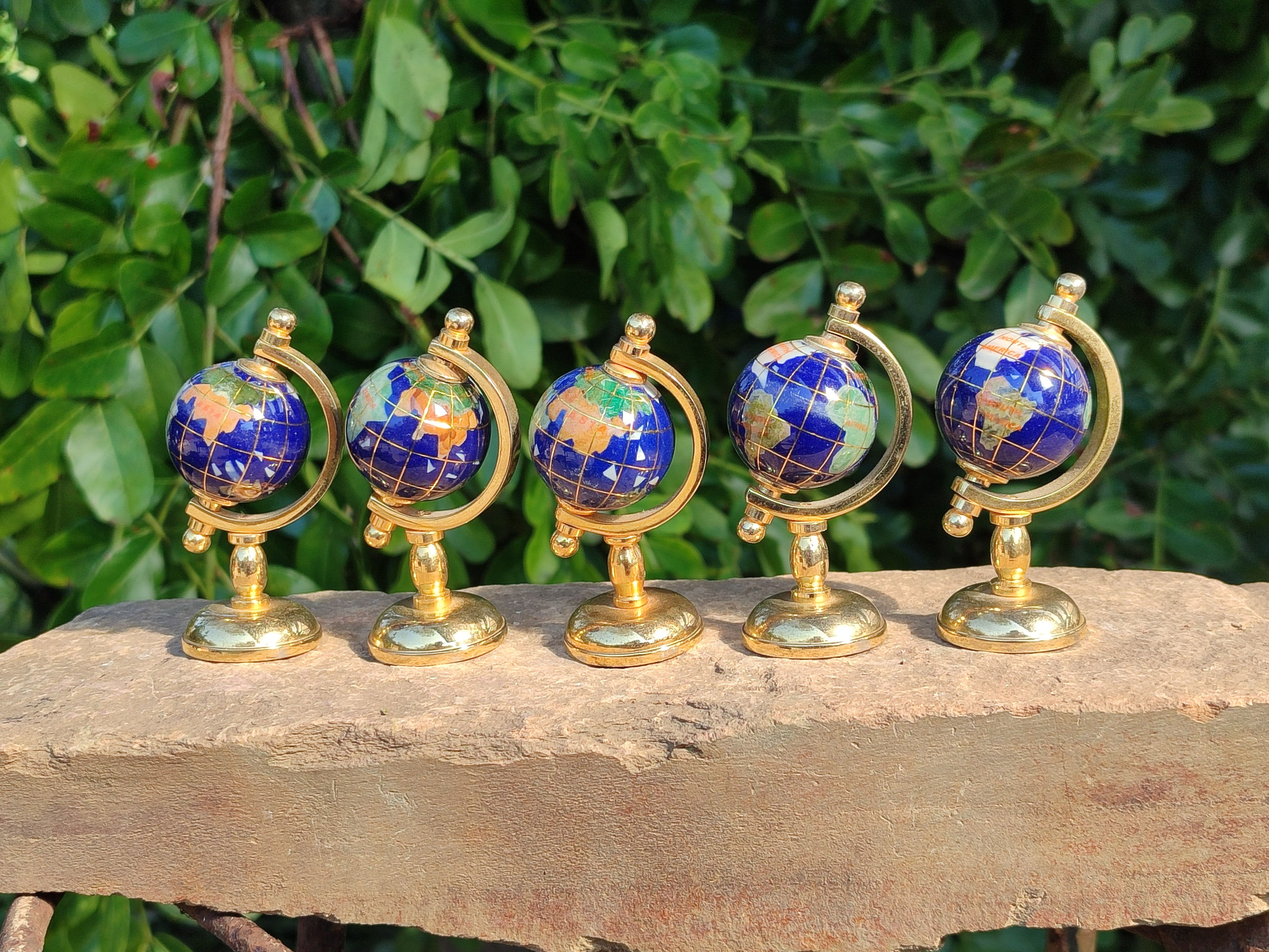 Polished Mini Gemstone World Globe on a Stand - Sold Per Item - From China - Toprock Gemstones and Minerals 