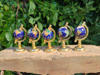 Polished Mini Gemstone World Globe on a Stand - Sold Per Item - From China