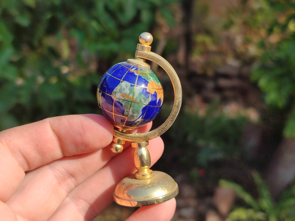 Polished Mini Gemstone World Globe on a Stand - Sold Per Item - From China - Toprock Gemstones and Minerals 
