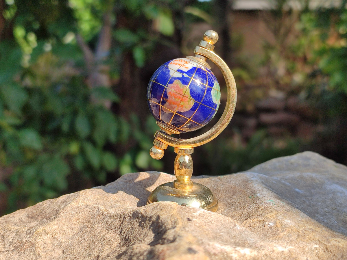 Polished Mini Gemstone World Globe on a Stand - Sold Per Item - From China - Toprock Gemstones and Minerals 