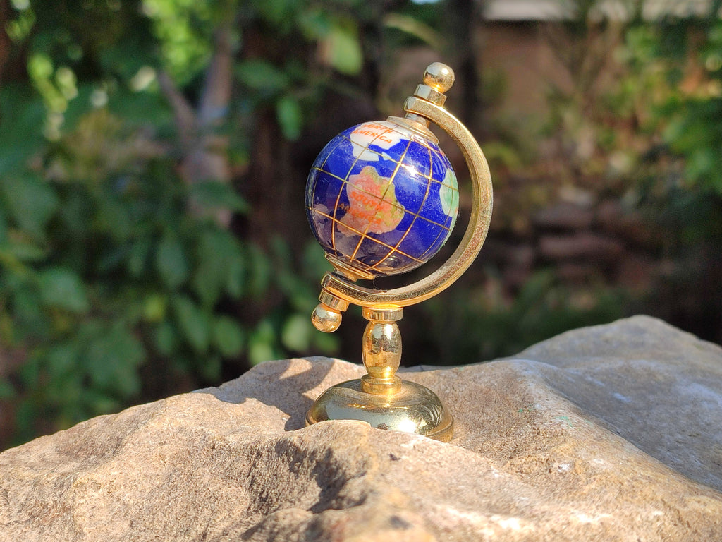 Polished Mini Gemstone World Globe on a Stand - Sold Per Item - From China - Toprock Gemstones and Minerals 